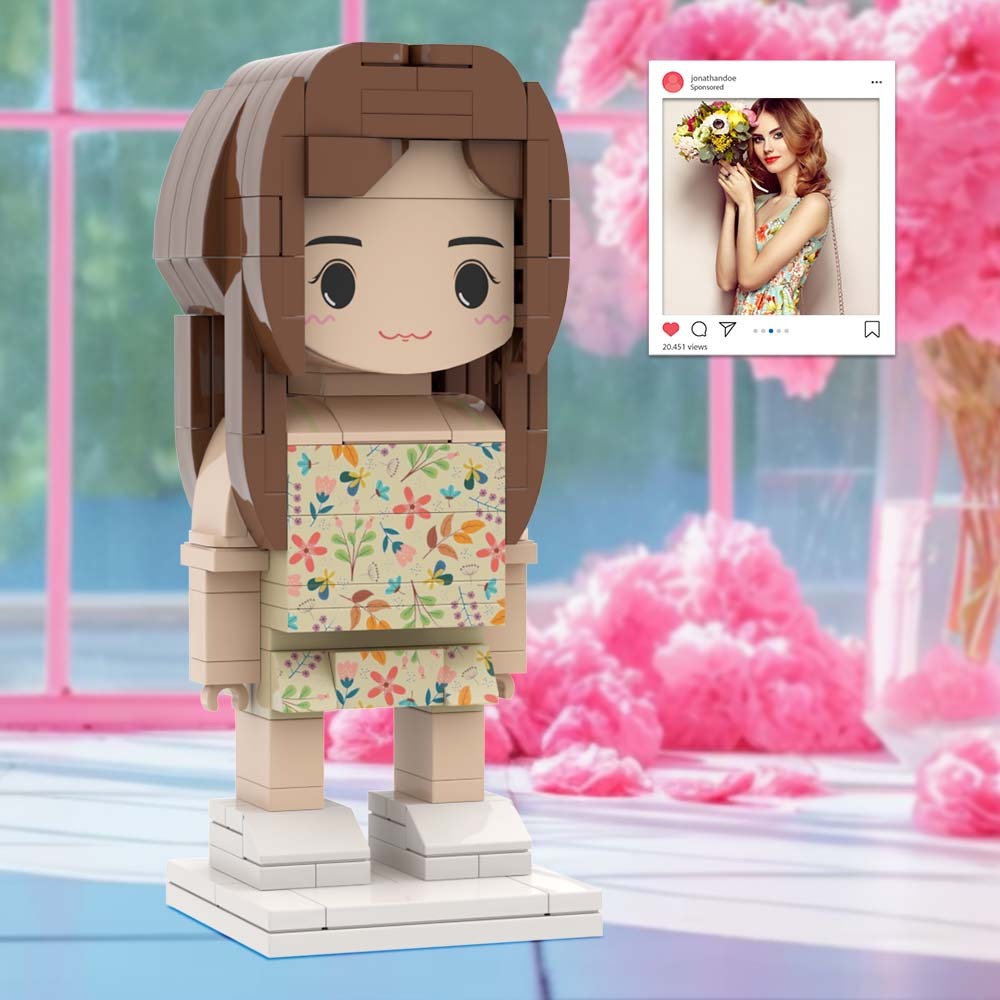 #ootd – Chemise À Fleurs Pour Fille, Corps Complet Personnalisable, 1 Personne, Brickheads Personnalisés, Version Améliorée, Jouet Bloc De Petites Particules - mademinefr