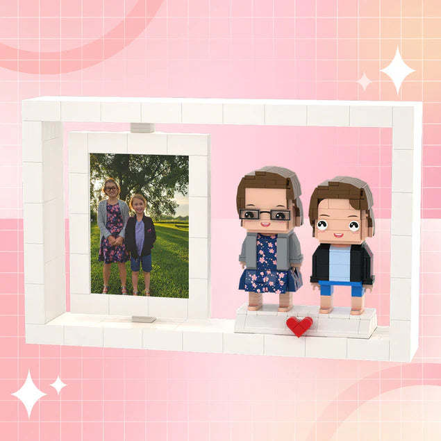 Cadre Photo Personnalisable Pour 2 Personnes, Corps Complet, Meilleures Sœurs, Figurines En Brique Personnalisées, Petit Bloc De Particules, Figurines Me, Décoration De La Maison - mademinefr