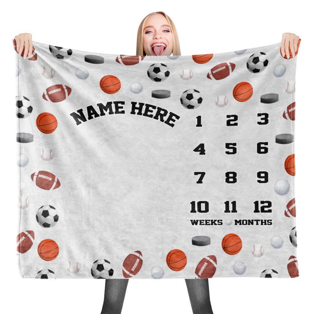 Couverture bébé personnalisée avec prénom Sport Couvertures de poussette avec prénom personnalisé Couverture d'emmaillotage personnalisée