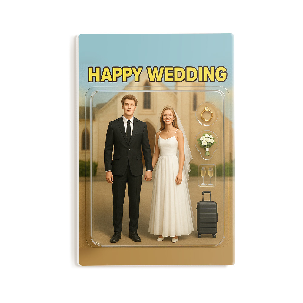 Figurine D'action 3d Personnalisée, Emballage Complet, Style Boîte À Jouets, Cadeau Artistique, Aimants De Réfrigérateur En Acrylique Personnalisés, Cadeaux Pour Couples, Cadeaux De Mariage - MademineFR