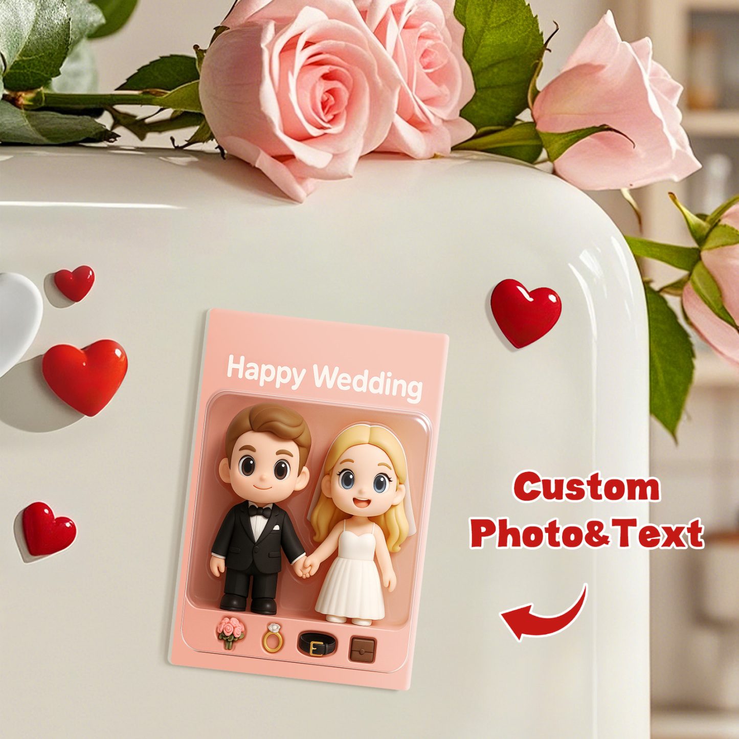 Figurine D'action 3d Personnalisée, Emballage Complet, Style Boîte À Jouets, Cadeau Artistique, Aimants De Réfrigérateur En Acrylique Personnalisés, Cadeaux Pour Couples, Cadeaux De Mariage - MademineFR