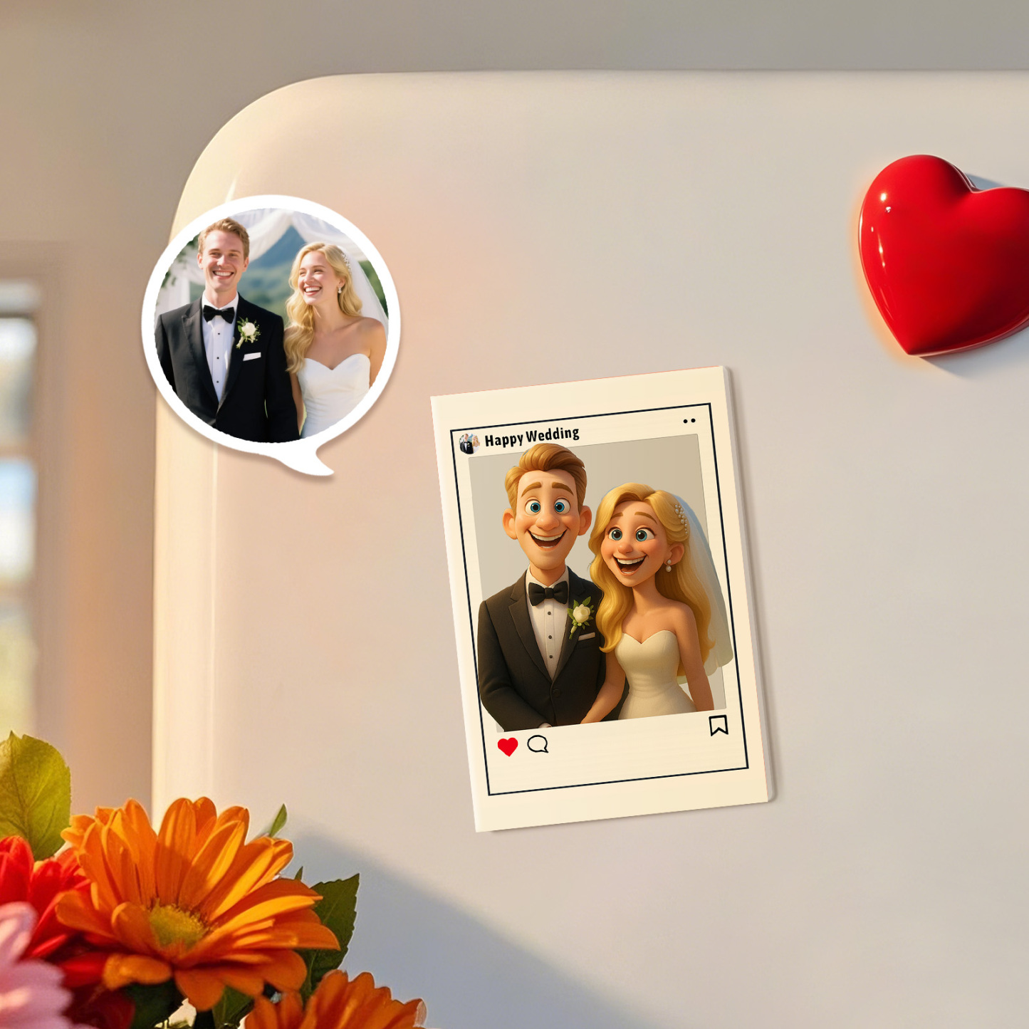 Aimants De Réfrigérateur En Acrylique Personnalisés, Style Dessin Animé, Cadeaux Pour Couples, Cadeaux De Mariage - MaPhotocaleconFr