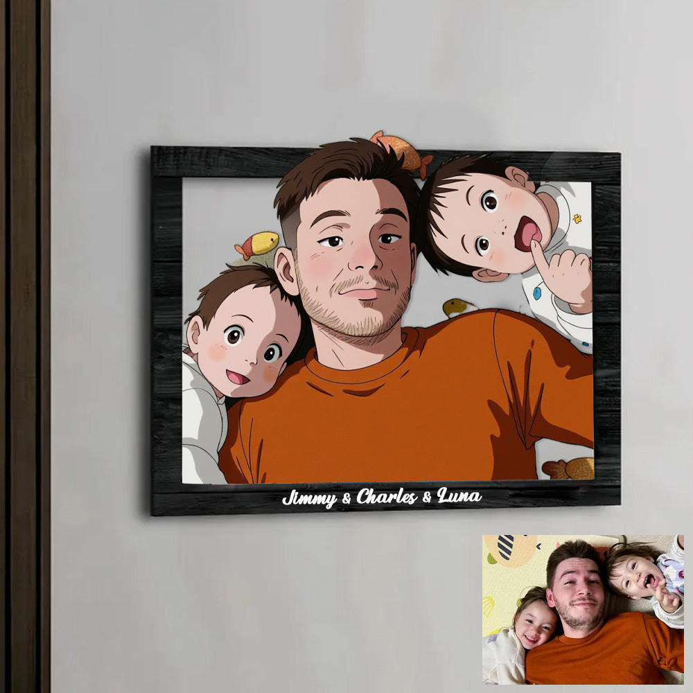 Cadre Portrait Ghibli Personnalisé, Cadeau D'anniversaire De Mariage, Cadeau De Noël Pour Couple - MaPhotocaleconFr