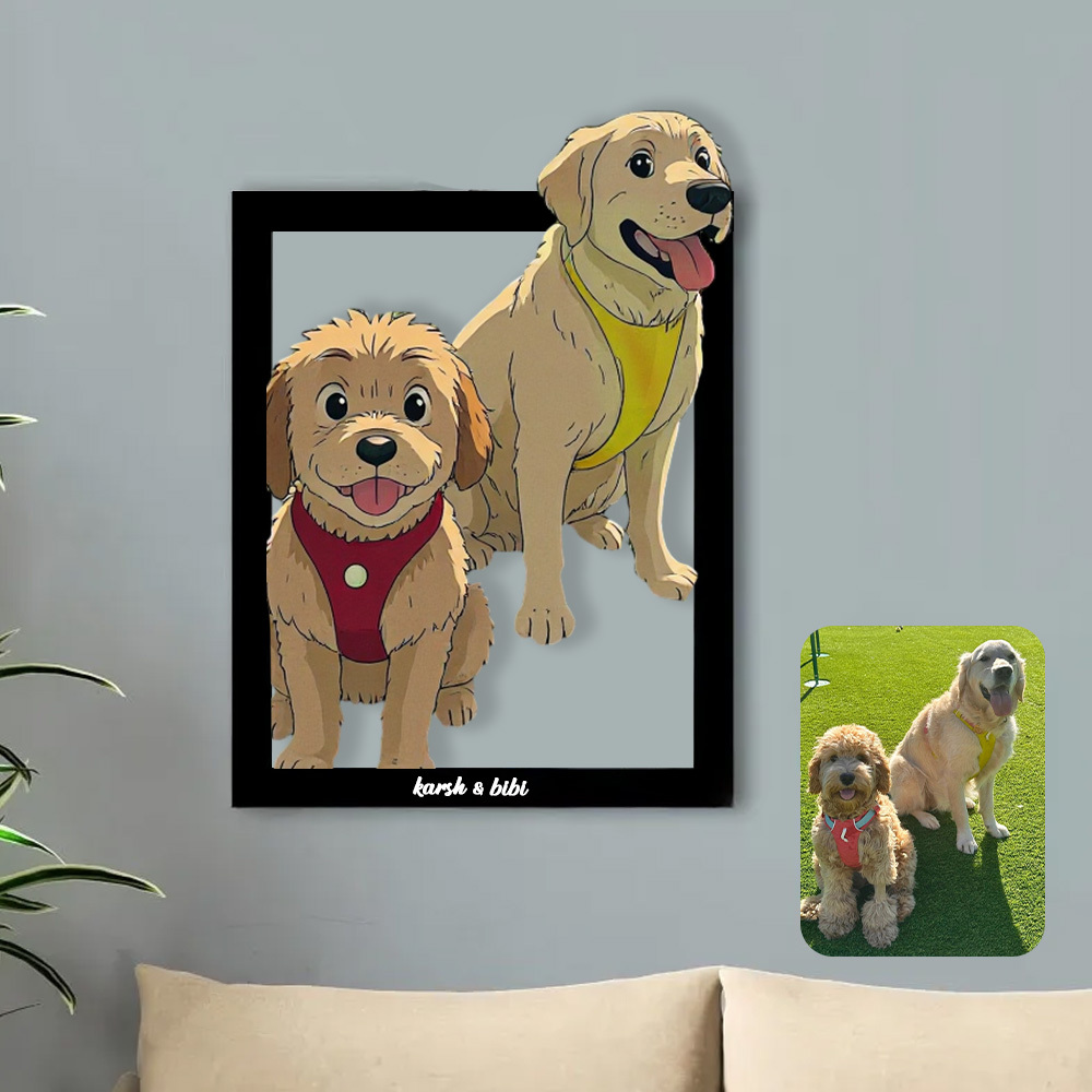 Cadre Portrait Ghibli Personnalisé, Cadeau D'anniversaire De Mariage, Cadeau De Noël Pour Couple - MaPhotocaleconFr