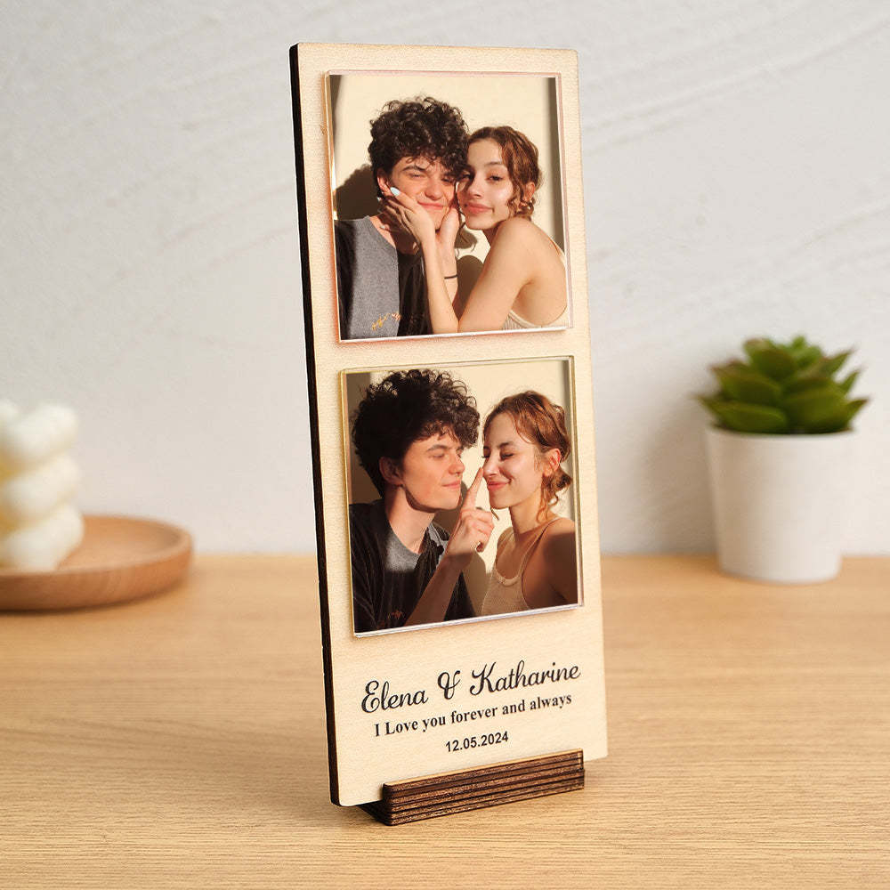 Cadre Photo En Bois Personnalisé Avec Texte Personnalisé 1 À 4 Photos - mademinefr
