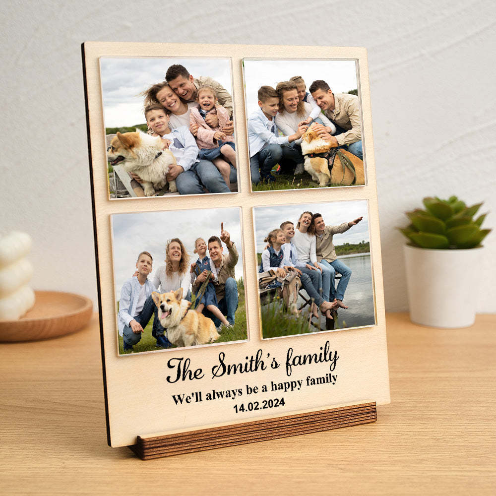 Cadre Photo En Bois Personnalisé Avec Texte Personnalisé 1 À 4 Photos - mademinefr