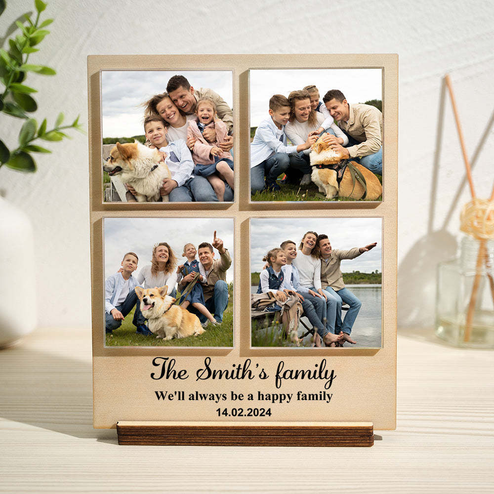 Cadre Photo En Bois Personnalisé Avec Texte Personnalisé 1 À 4 Photos - mademinefr