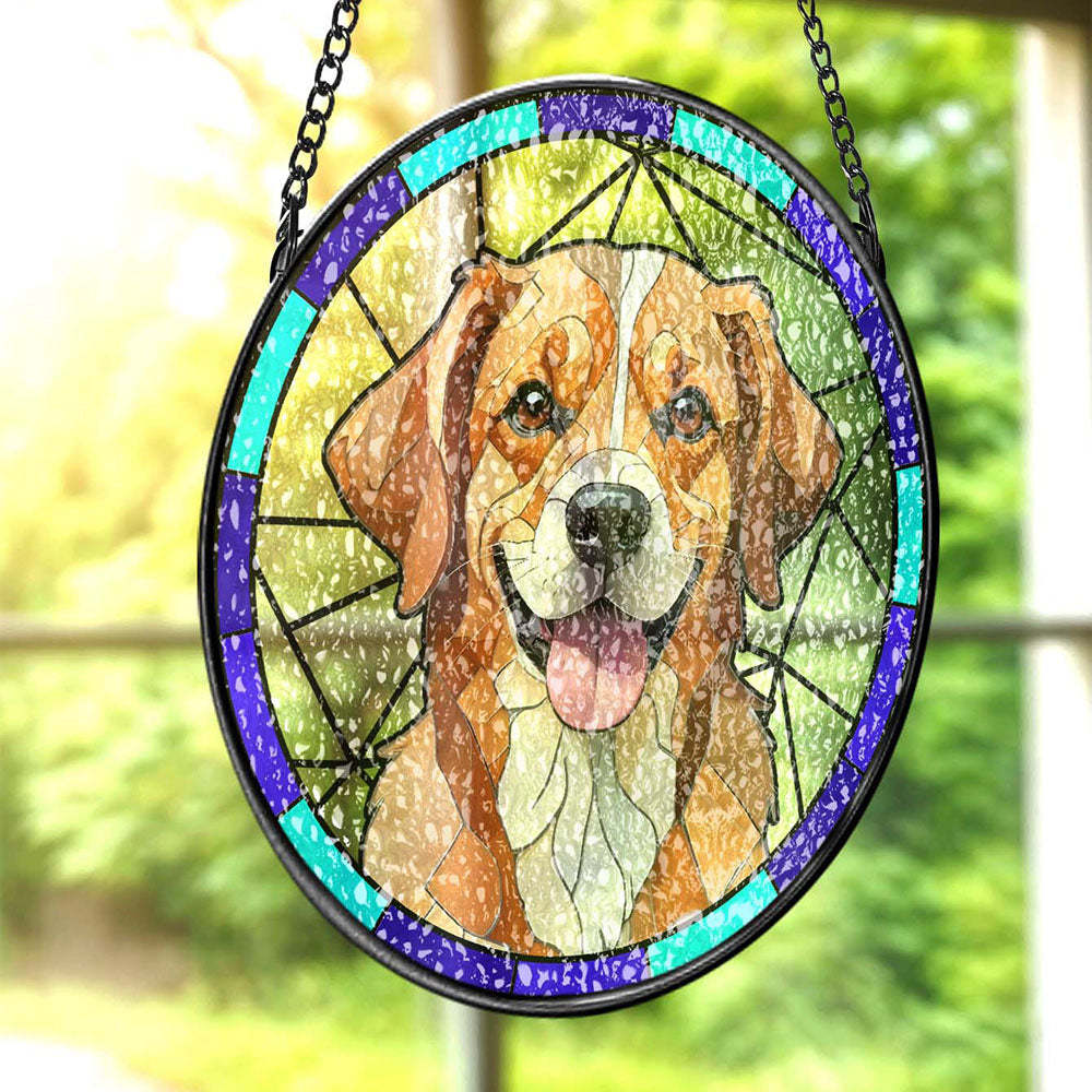 Vitrail Personnalisé Pour Animaux De Compagnie, Attrape-soleil Artistique, Ornement Commémoratif Pour Animaux De Compagnie, Cadeaux Pour Les Amoureux Des Animaux De Compagnie - mademinefr