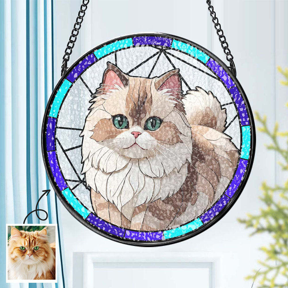 Vitrail Personnalisé Pour Animaux De Compagnie, Attrape-soleil Artistique, Ornement Commémoratif Pour Animaux De Compagnie, Cadeaux Pour Les Amoureux Des Animaux De Compagnie - mademinefr