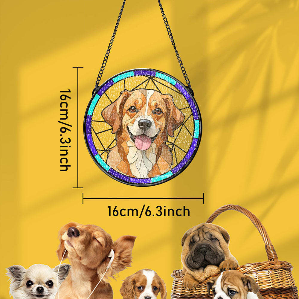 Vitrail Personnalisé Pour Animaux De Compagnie, Attrape-soleil Artistique, Ornement Commémoratif Pour Animaux De Compagnie, Cadeaux Pour Les Amoureux Des Animaux De Compagnie - mademinefr