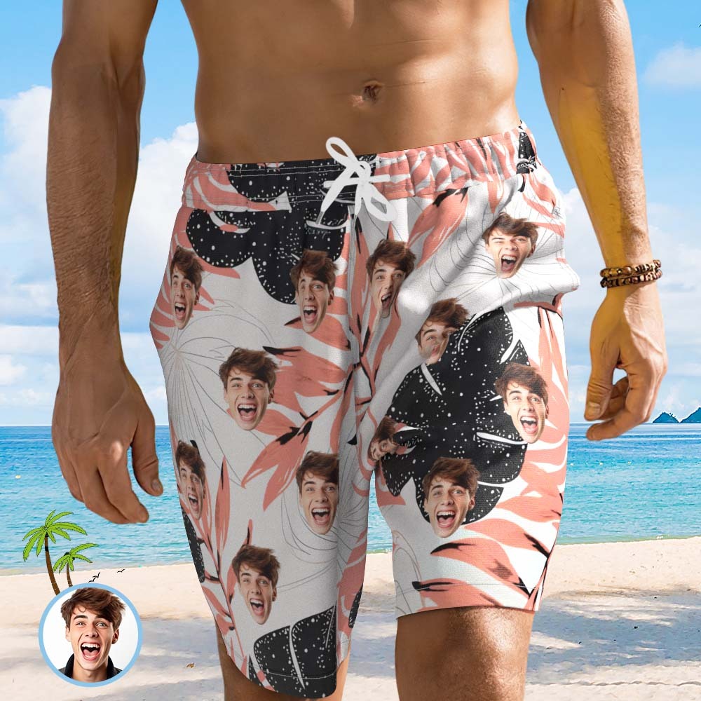 Short De Plage Personnalisé Avec Photo Personnalisée, Maillot De Bain Pour Hommes, Imprimé Tropical - mademinefr