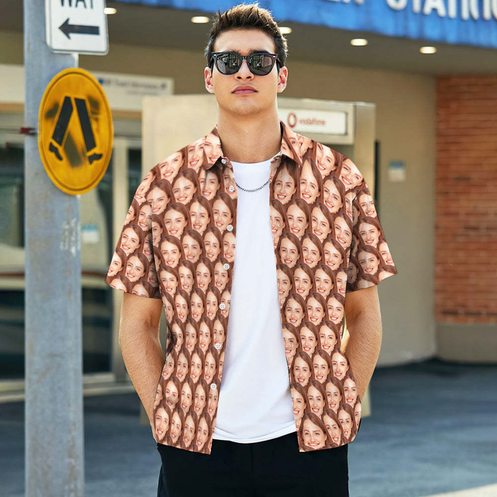 Custom Face Mash Hawaiian Shirts Personalized Photos Funny Men's Shirt Gift - mademinefr