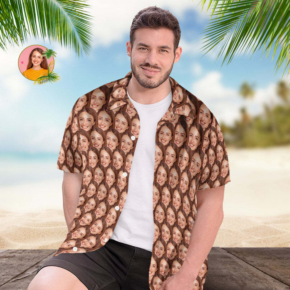Custom Face Mash Hawaiian Shirts Personalized Photos Funny Men's Shirt Gift - mademinefr