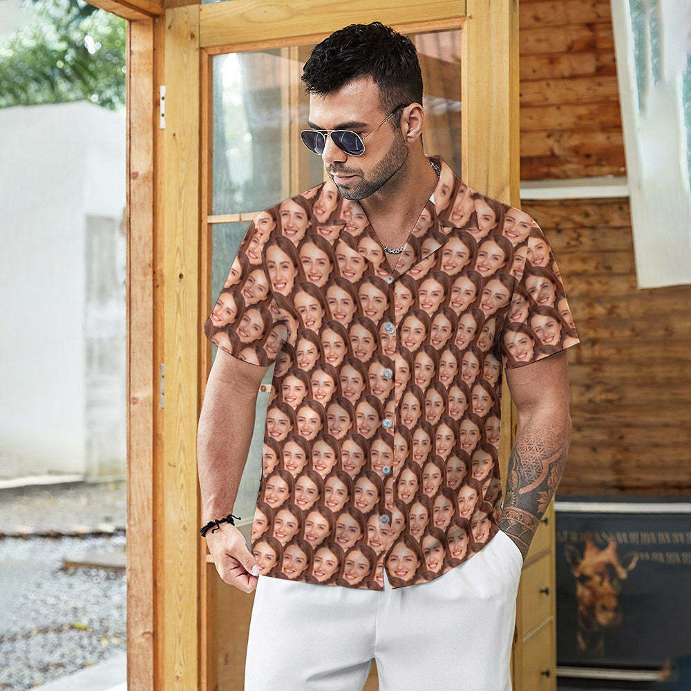 Custom Face Mash Hawaiian Shirts Personalized Photos Funny Men's Shirt Gift - mademinefr
