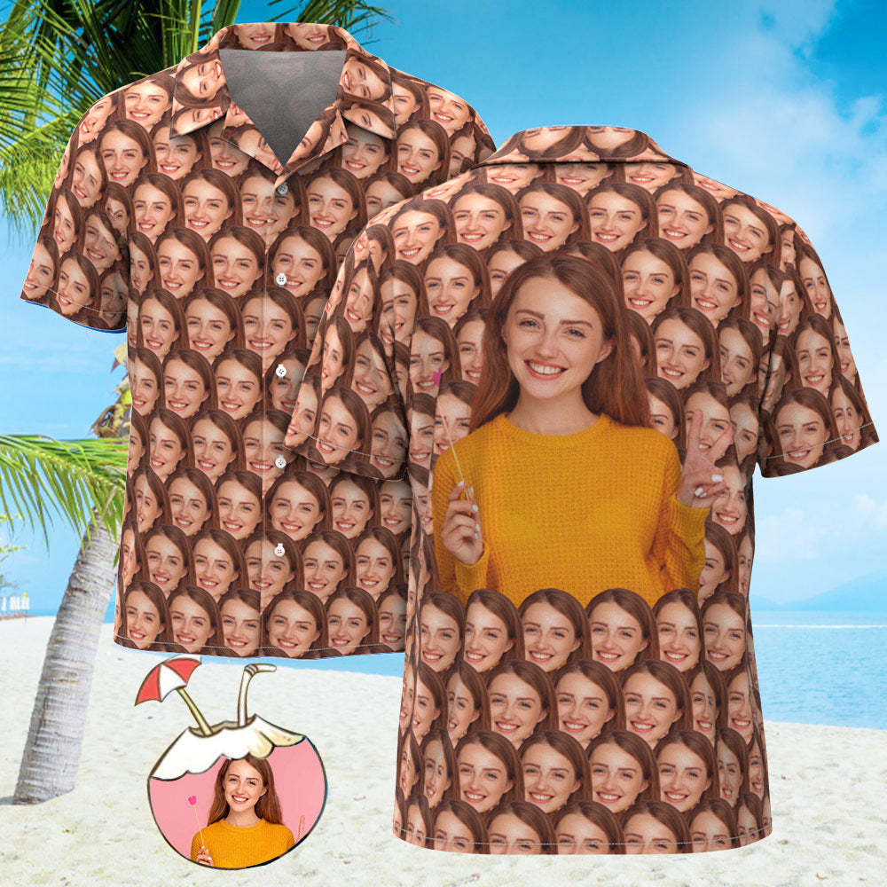 Custom Face Mash Hawaiian Shirts Personalized Photos Funny Men's Shirt Gift - mademinefr