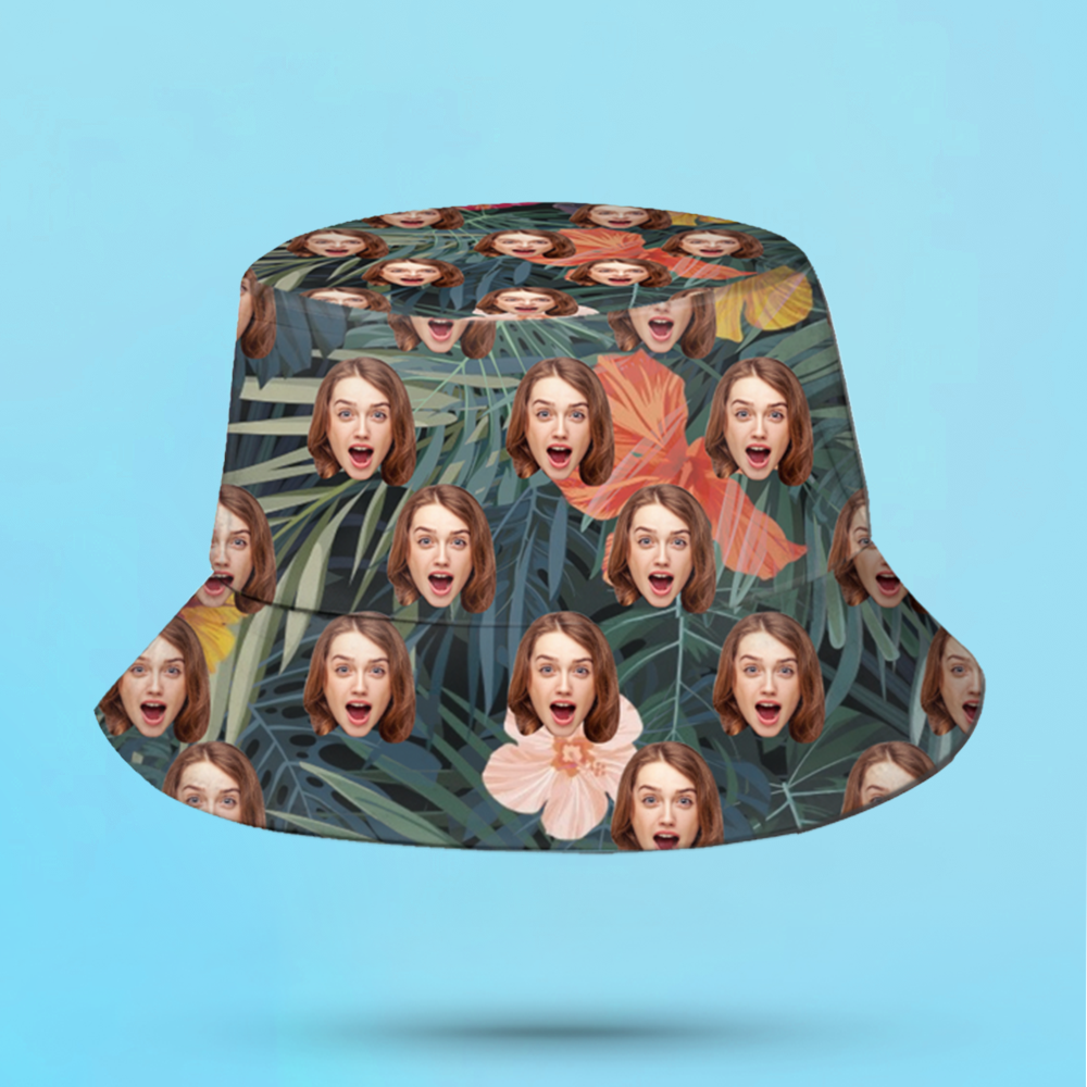 Chapeau seau personnalisé unisexe visage seau chapeau personnaliser large bord extérieur été casquette randonnée plage sport chapeaux style hawa?en cadeau pour amoureux