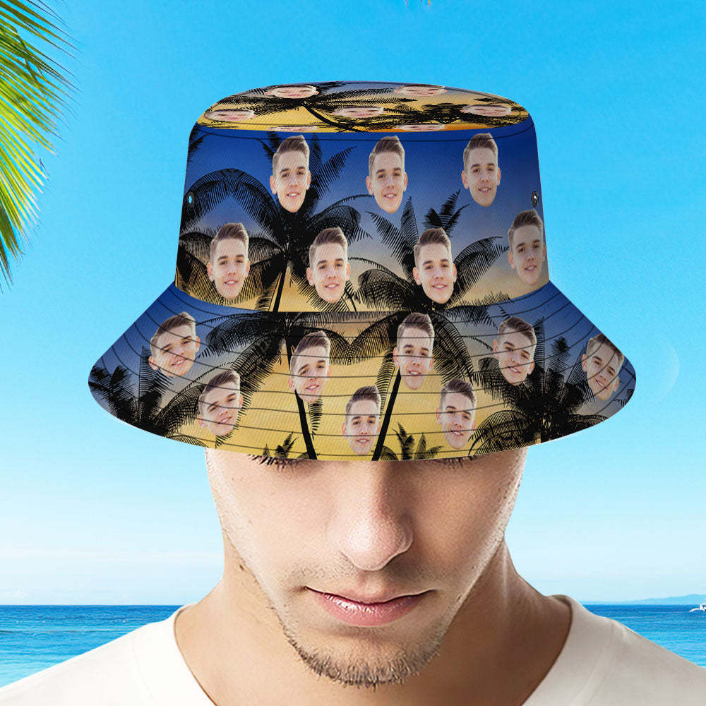 Chapeau De Pêcheur Hawaïen À Feuilles Personnalisées, Chapeau Seau, Chapeau De Sport De Plage - MademineFR