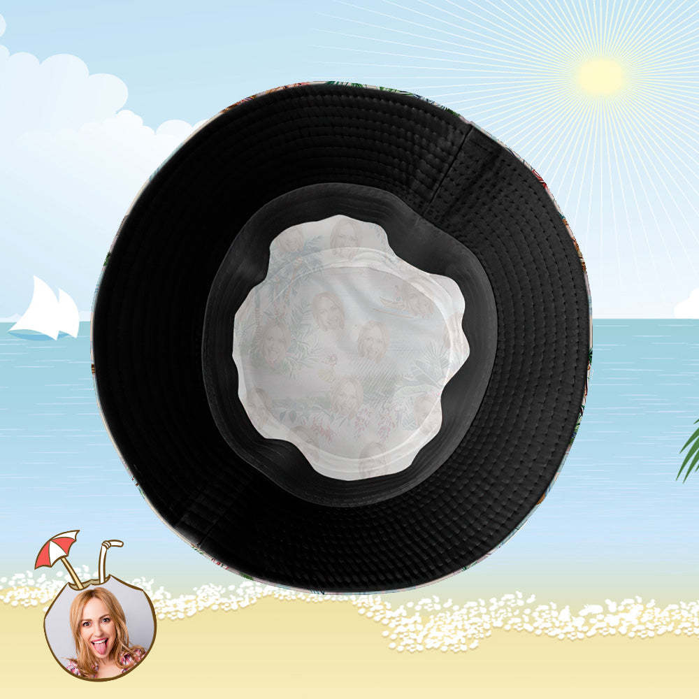 Chapeau Bob Personnalisé, Imprimé Floral Tropical, Style Pêcheur Hawaïen - Vue Sur La Mer - MademineFR