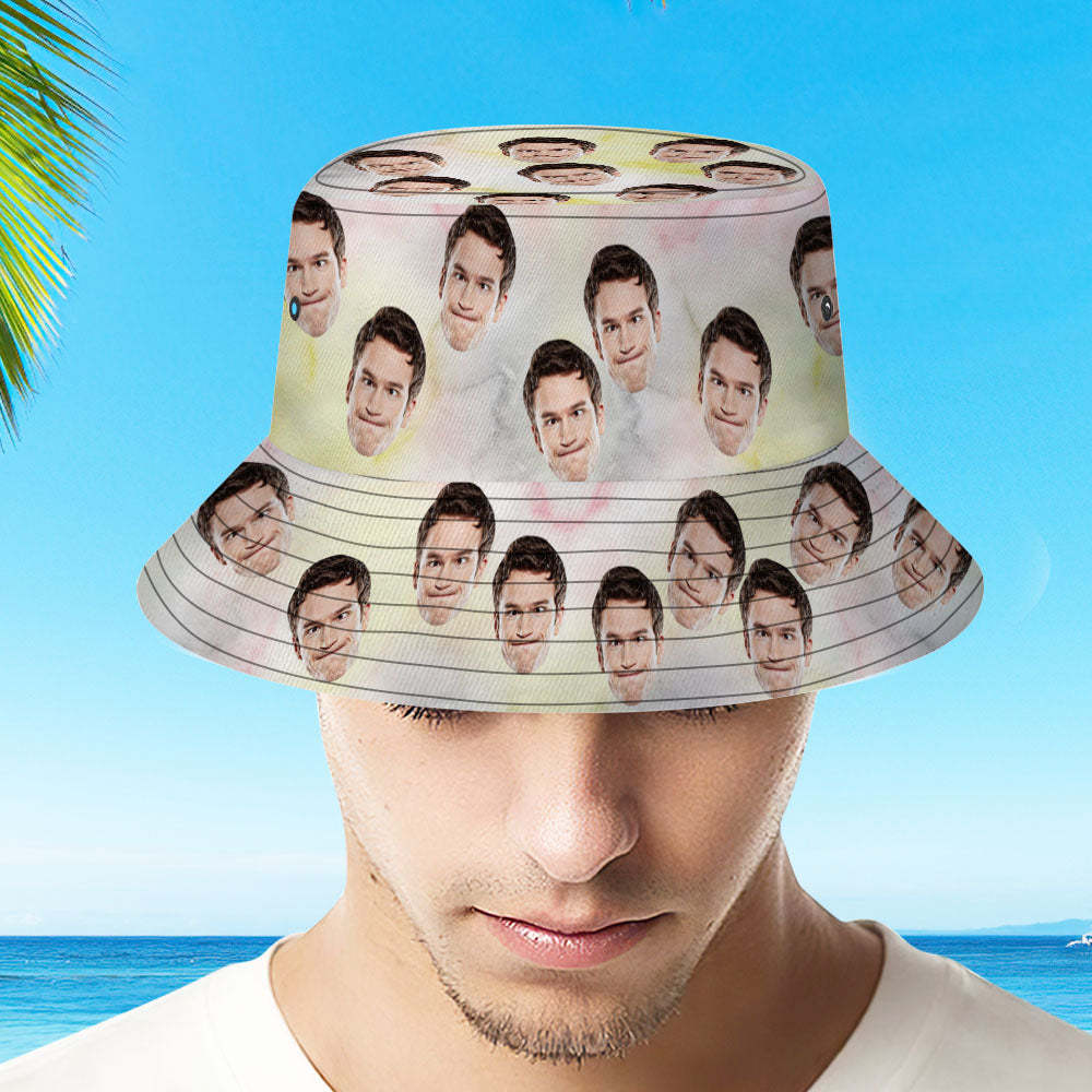 Chapeau Bob Personnalisé Unisexe Avec Photo Personnalisée, Casquette D'été En Marbre, Chapeaux De Randonnée Et De Plage, Cadeau Pour Amoureux - MademineFR