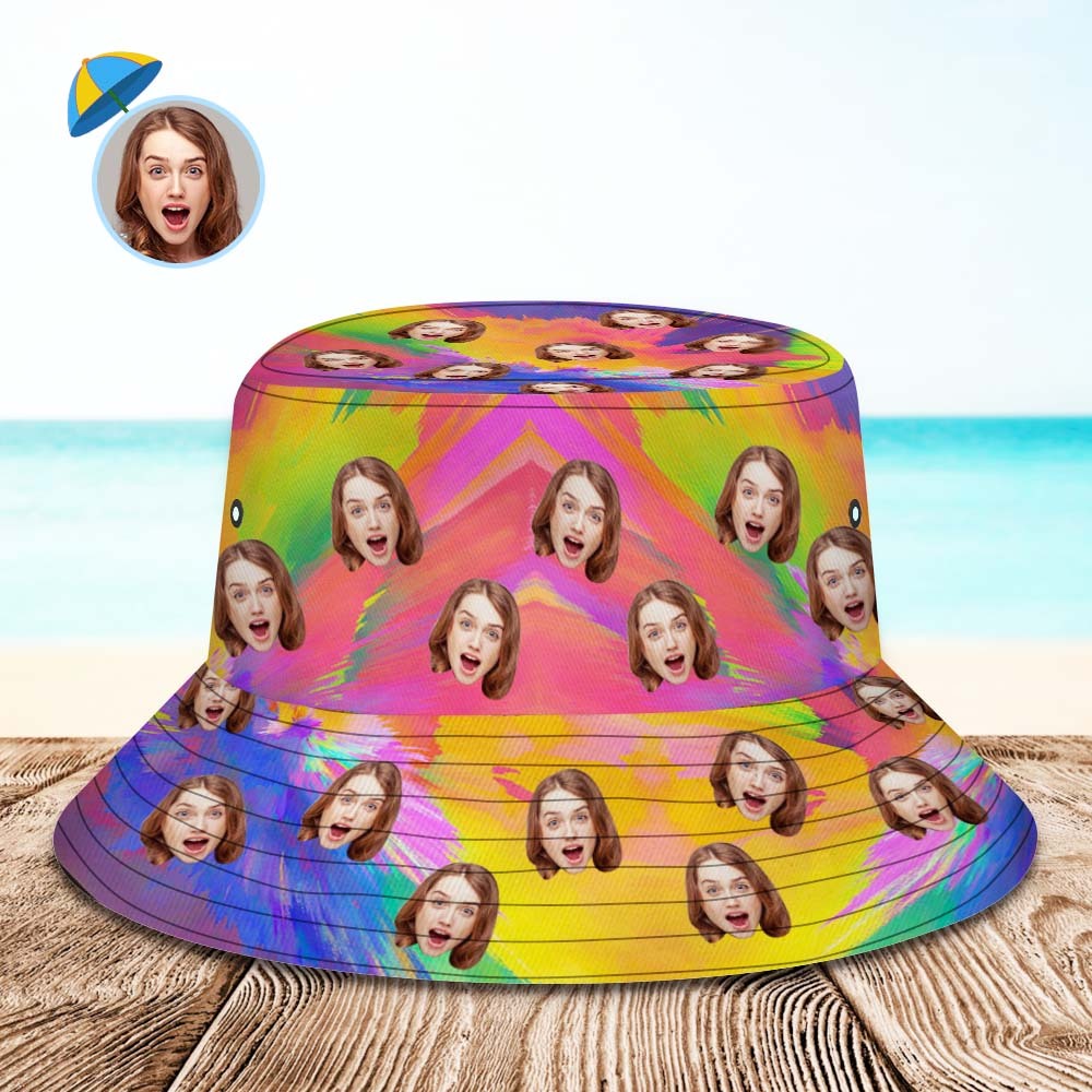 Chapeau Bob Personnalisé Unisexe À Large Bord, Motif Abstrait, Violet, Jaune Et Rose - MademineFR