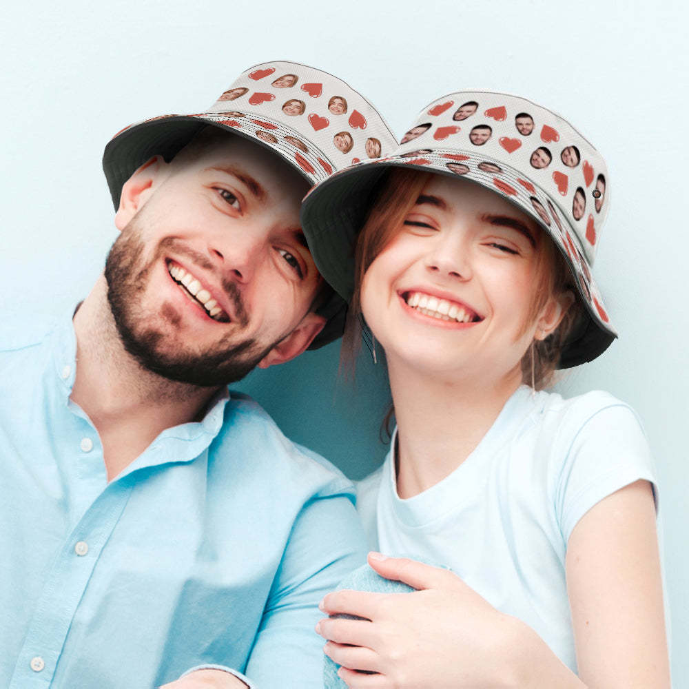 Chapeau Bob Unisexe Personnalisé Avec Photo Et Cœur Léger Pour L'été, La Randonnée Et La Plage - MademineFR