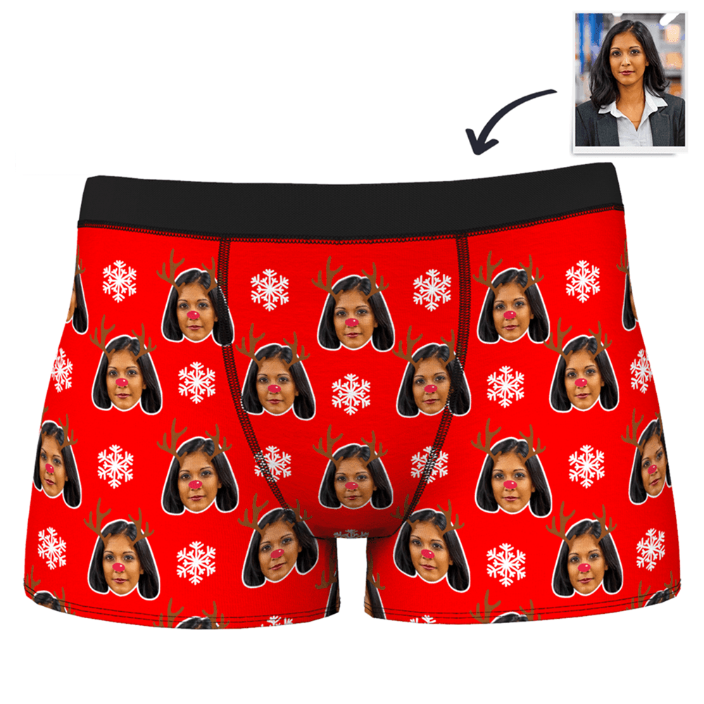 Renne de Noël  Caleçon en Visage Culotte Personnalisé pour Homme  - MadeMine