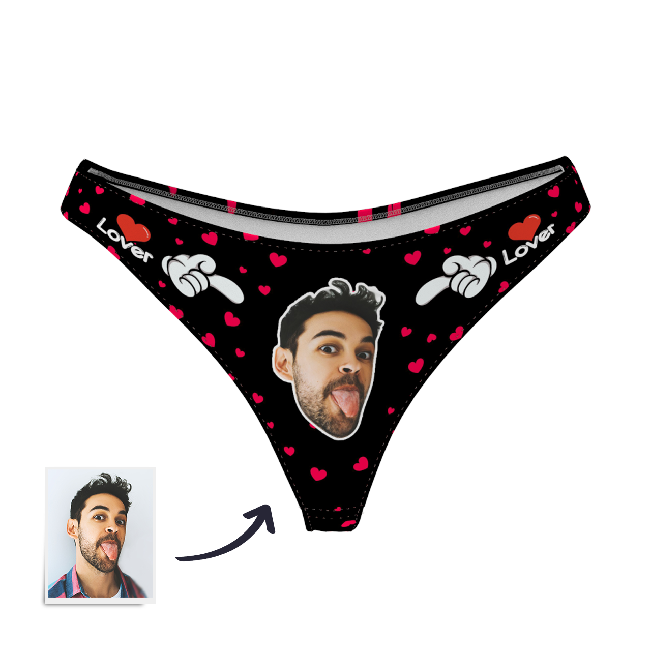 Culotte String en Visage Personnalisée  pour Femme- Amour - MadeMine