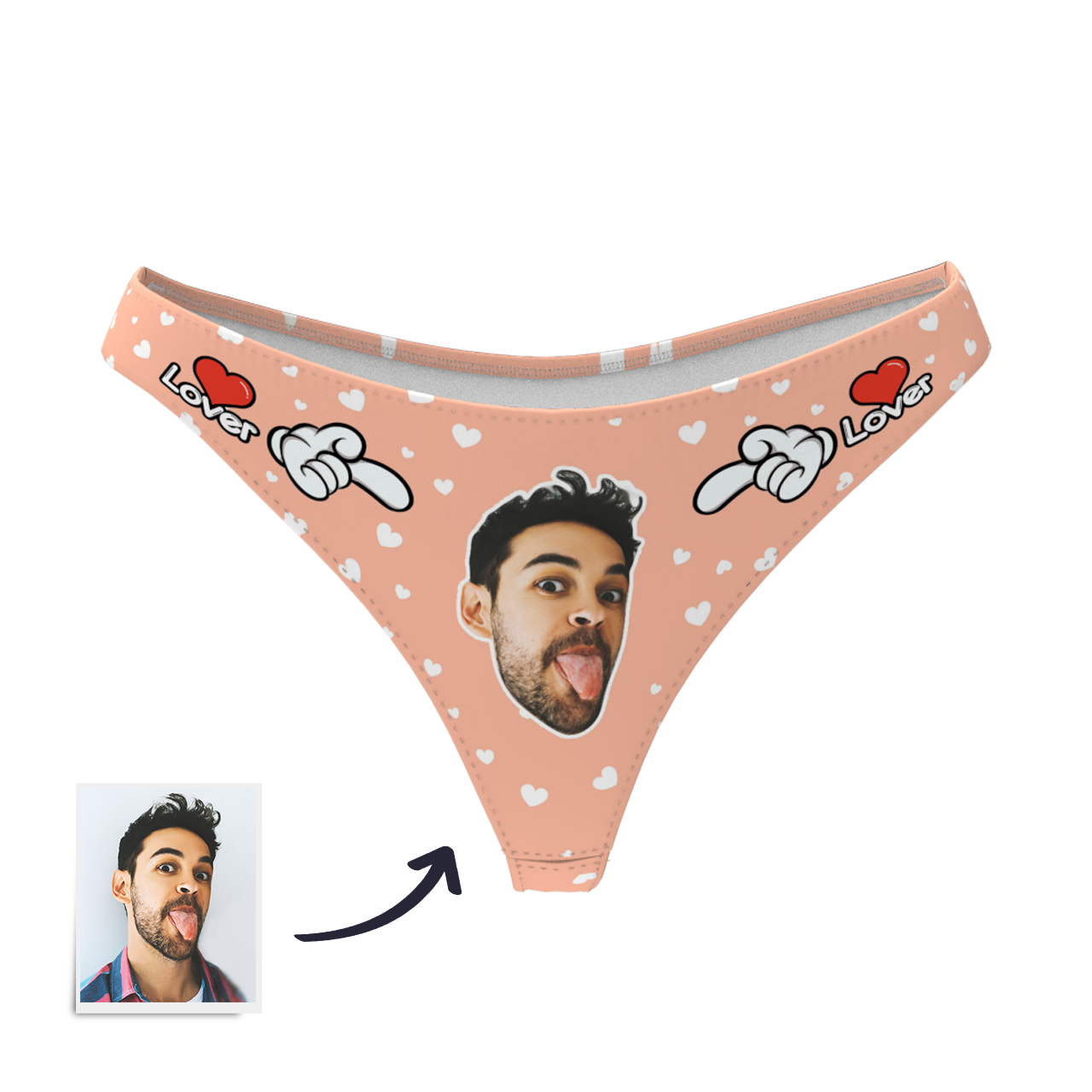 Culotte String en Visage Personnalisée  pour Femme- Amour - MadeMine