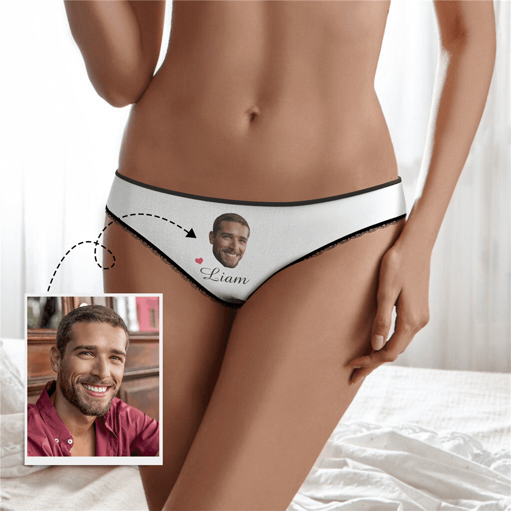 Caleçon Plaine Couple Uni Personnalisé  en Visage Personnalisé Prénom Culottes Colorées pour Femme  - MadeMine