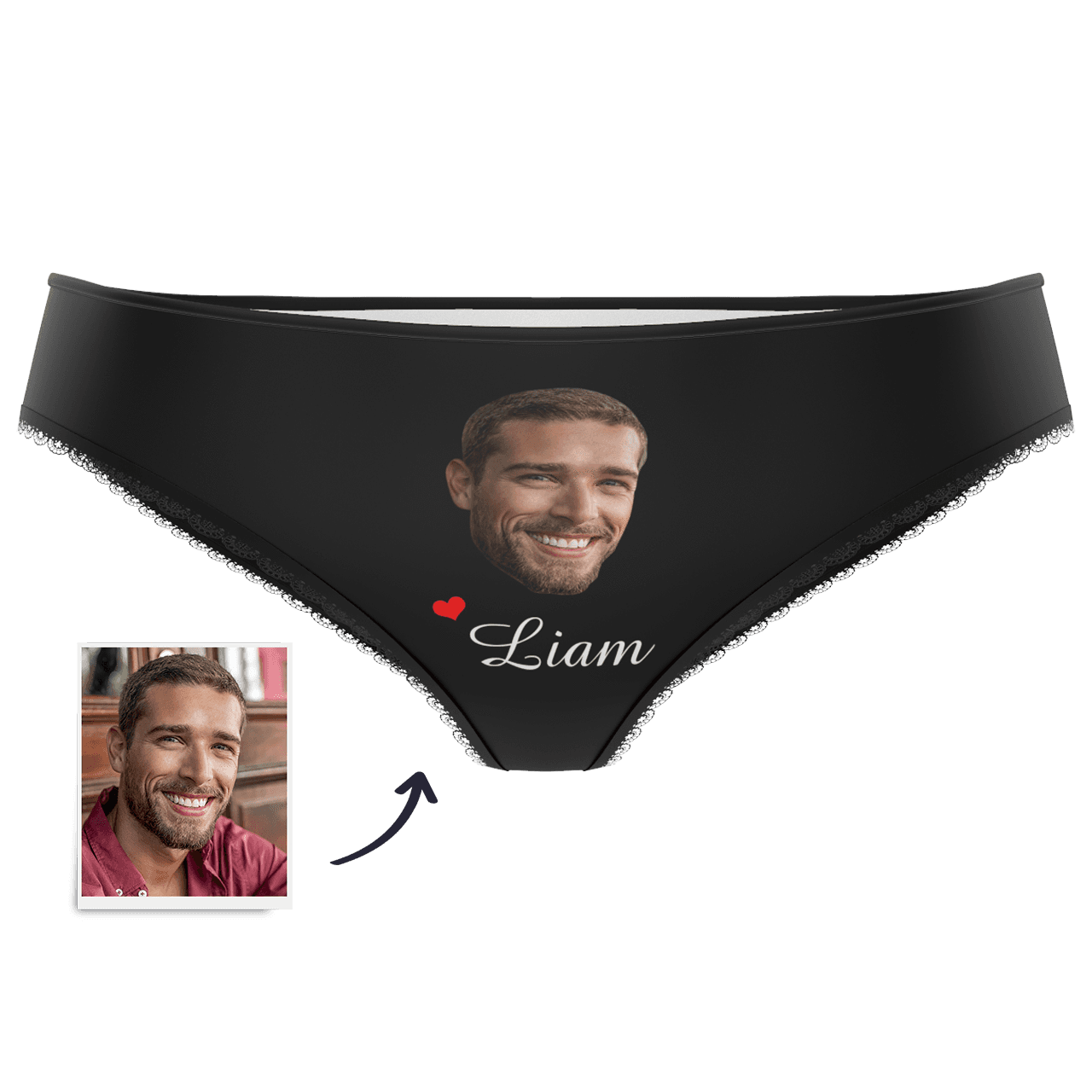 Caleçon Plaine Couple Uni Personnalisé  en Visage Personnalisé Prénom Culottes Colorées pour Femme  - MadeMine