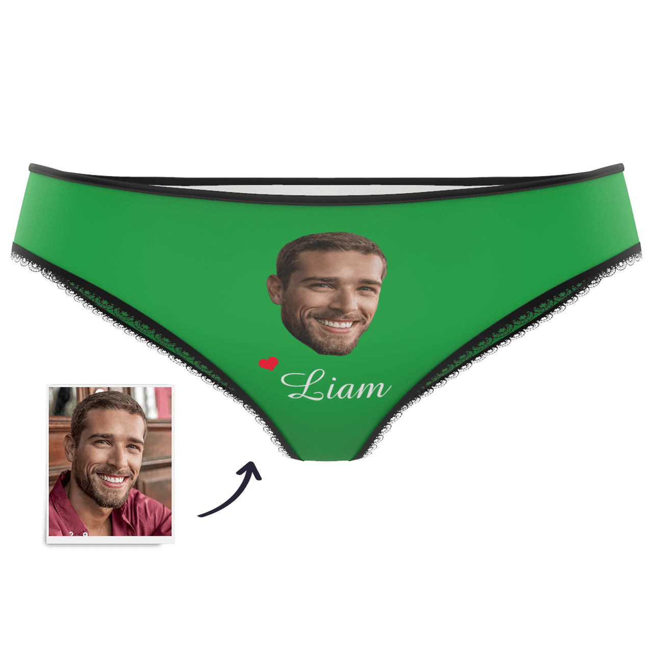 Caleçon Plaine Couple Uni Personnalisé  en Visage Personnalisé Prénom Culottes Colorées pour Femme  - MadeMine