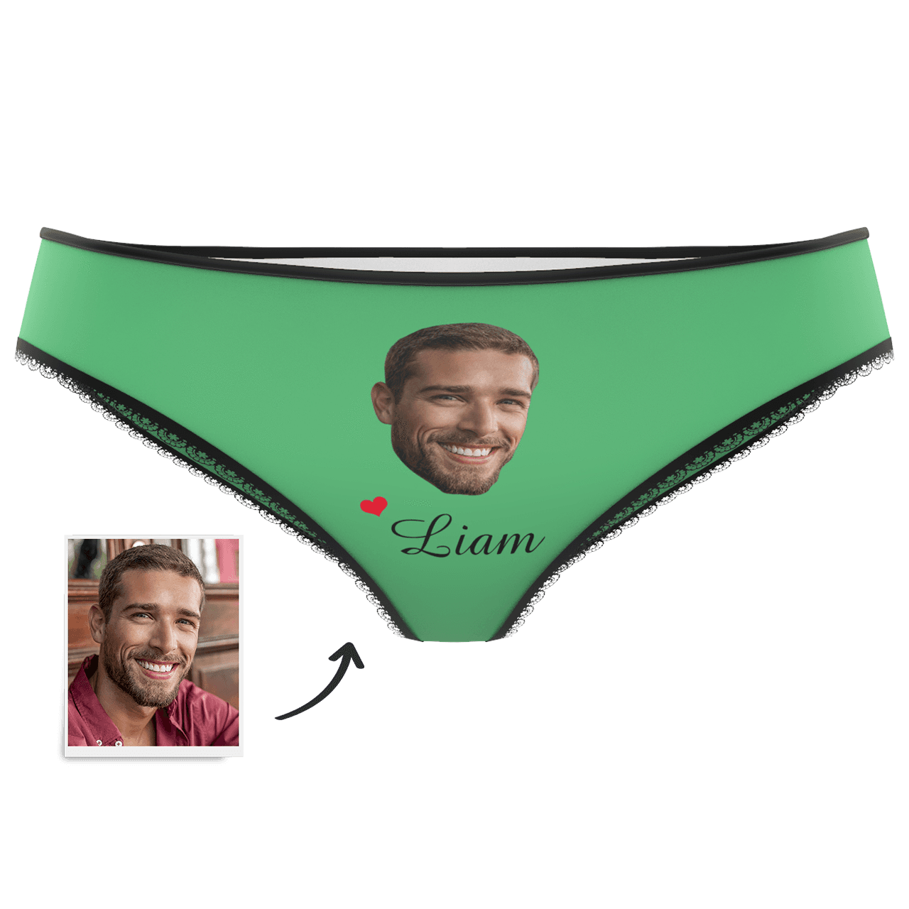 Caleçon Plaine Couple Uni Personnalisé  en Visage Personnalisé Prénom Culottes Colorées pour Femme  - MadeMine
