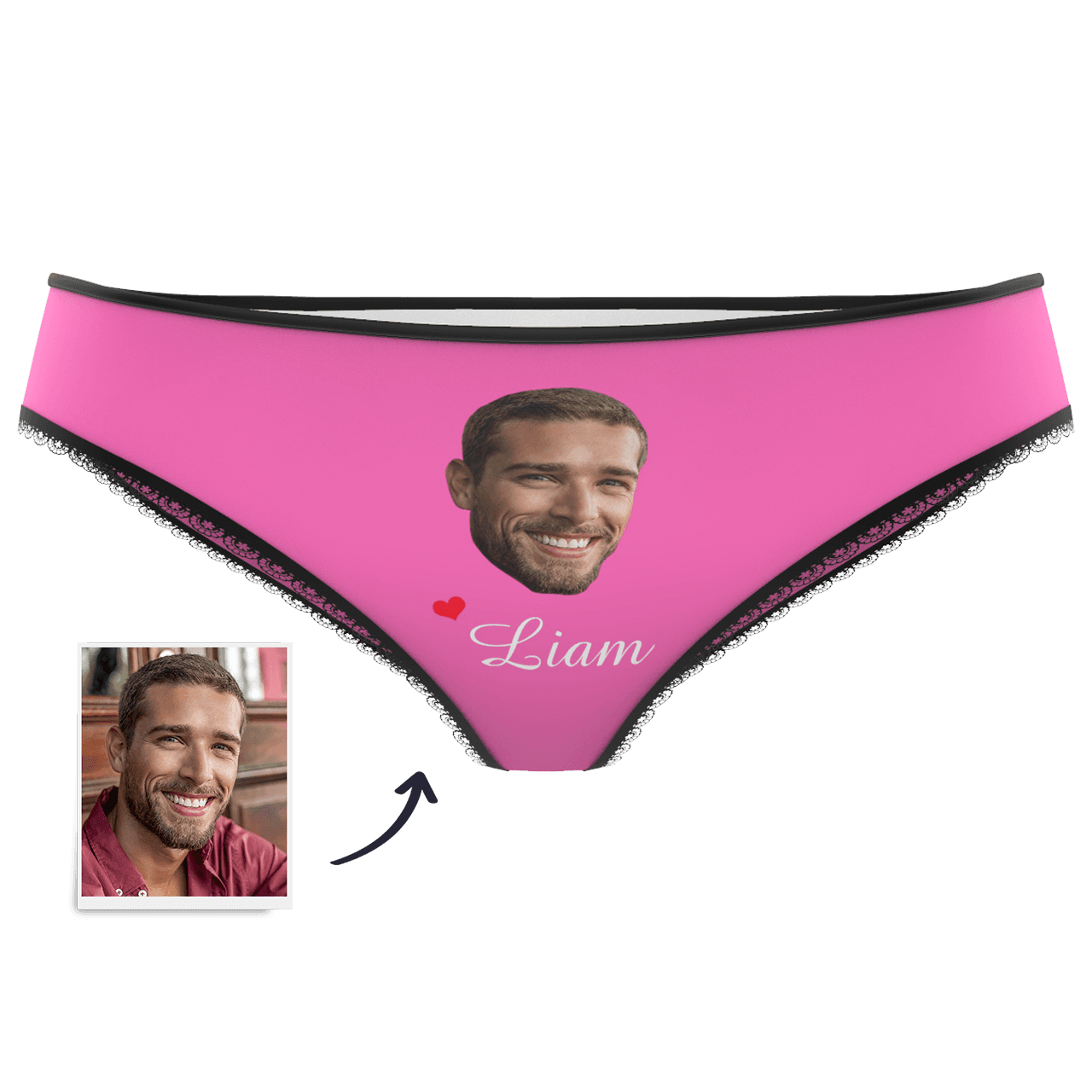 Caleçon Plaine Couple Uni Personnalisé  en Visage Personnalisé Prénom Culottes Colorées pour Femme  - MadeMine