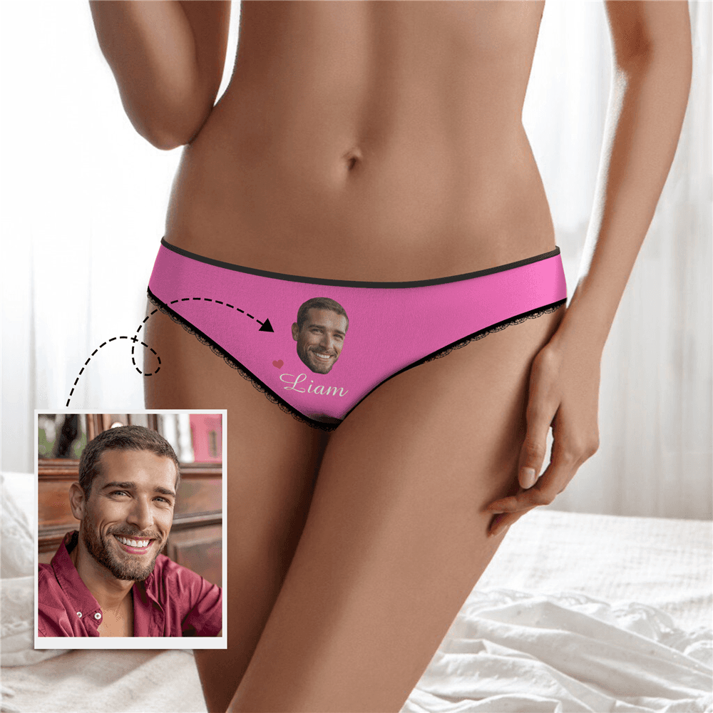 Caleçon Plaine Couple Uni Personnalisé  en Visage Personnalisé Prénom Culottes Colorées pour Femme  - MadeMine