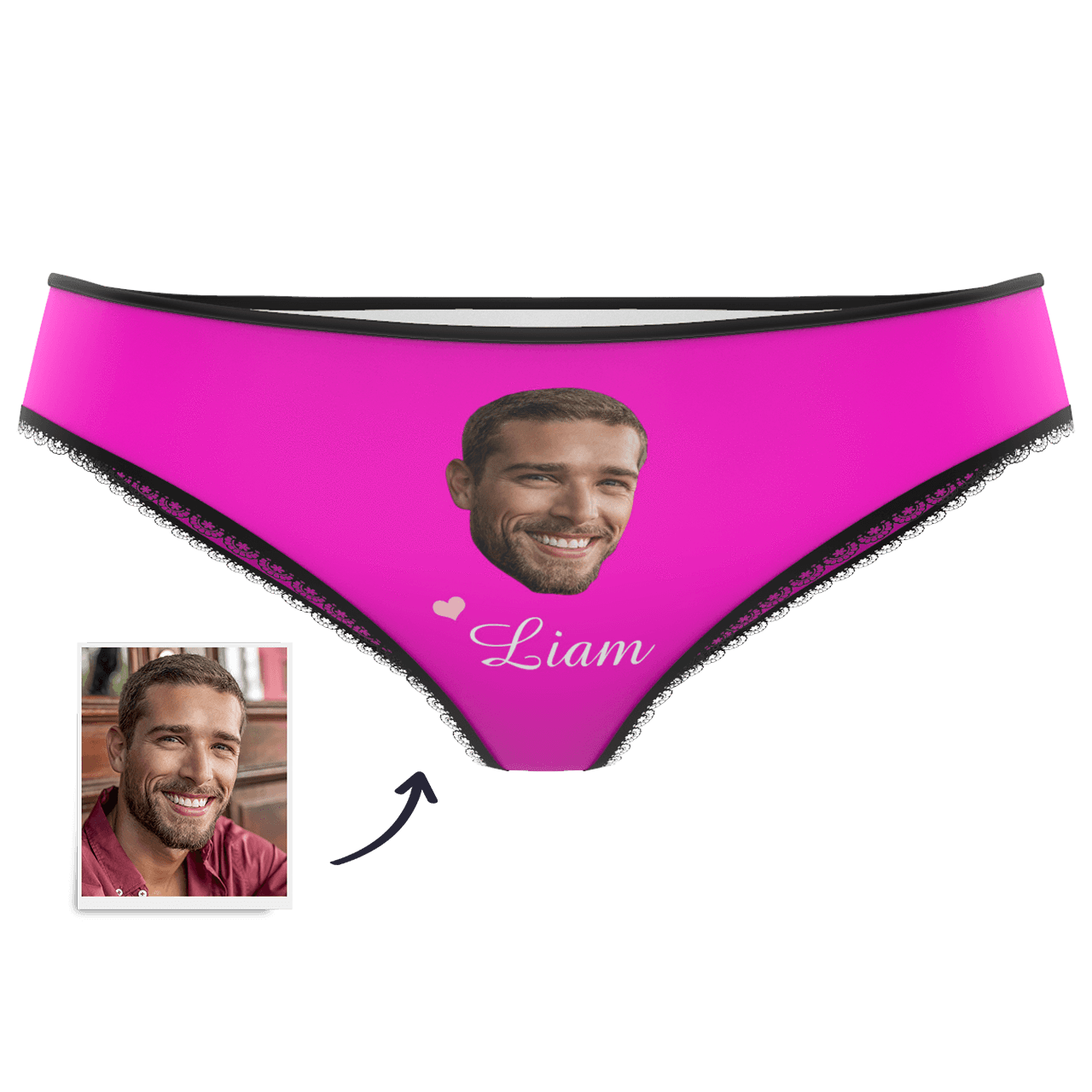 Caleçon Plaine Couple Uni Personnalisé  en Visage Personnalisé Prénom Culottes Colorées pour Femme  - MadeMine