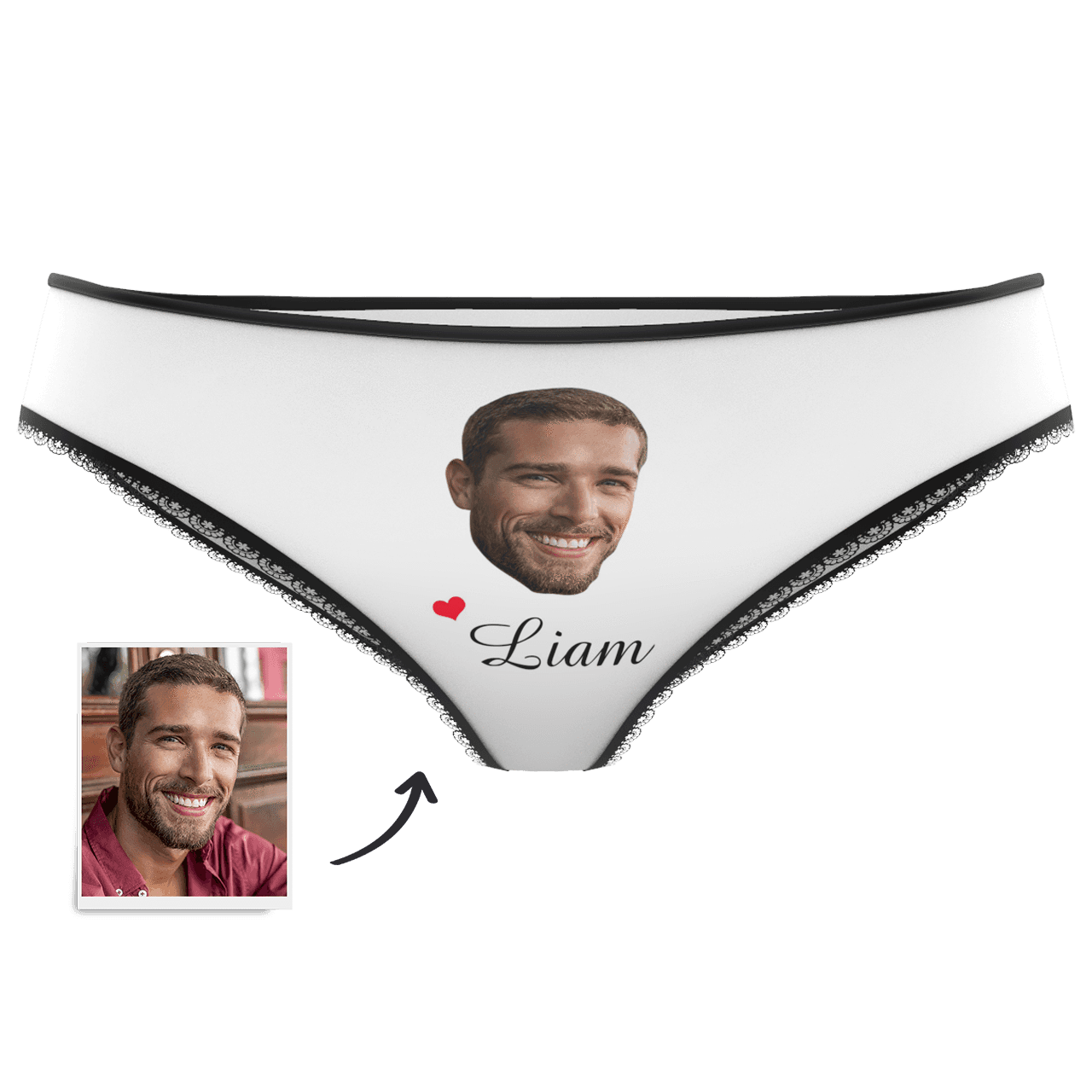 Caleçon Plaine Couple Uni Personnalisé  en Visage Personnalisé Prénom Culottes Colorées pour Femme  - MadeMine