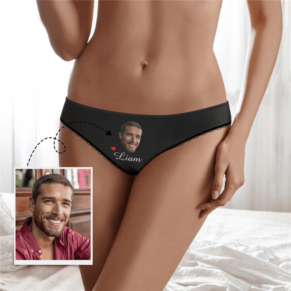 Caleçon Plaine Couple Uni Personnalisé  en Visage Personnalisé Prénom Culottes Colorées pour Femme  - MadeMine