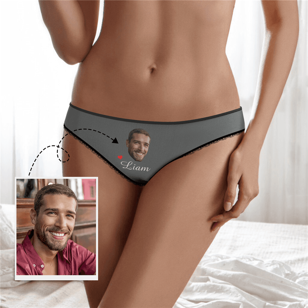 Caleçon Plaine Couple Uni Personnalisé  en Visage Personnalisé Prénom Culottes Colorées pour Femme  - MadeMine