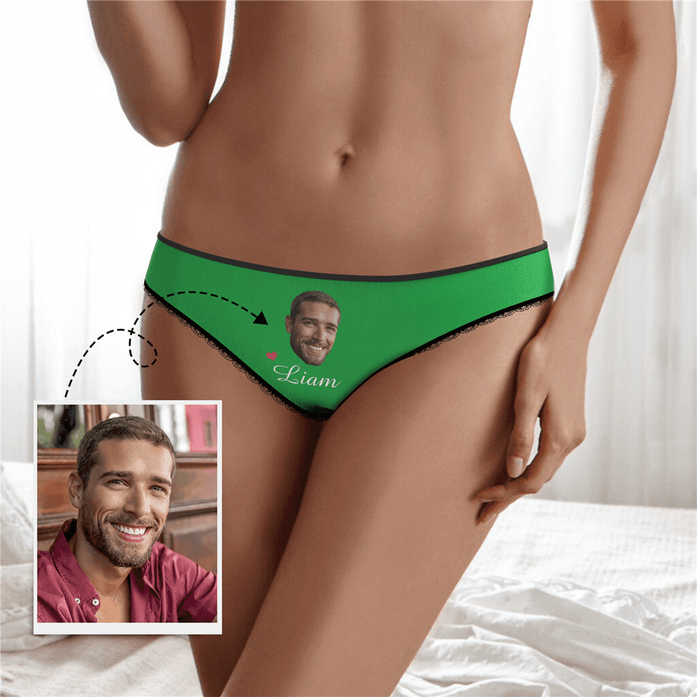 Caleçon Plaine Couple Uni Personnalisé  en Visage Personnalisé Prénom Culottes Colorées pour Femme  - MadeMine