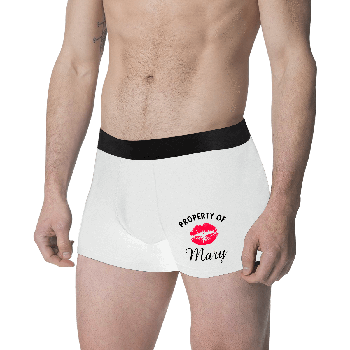 Caleçon Personnalisé Prénom  "Property of "Baiser  Caleçon Coloré   pour  Homme - MadeMine