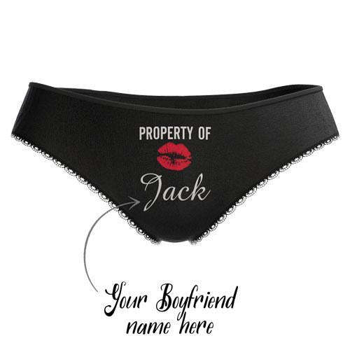  Culotte Personnalisé Prénom  "Property of "Baiser Rouge Caleçon Coloré   pour  Femme  - MadeMine