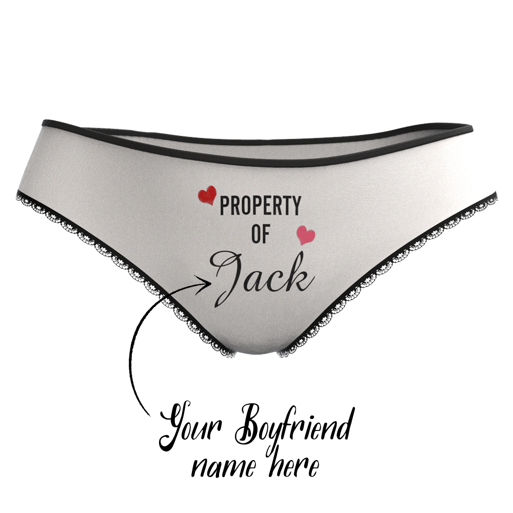 Culotte Personnalisé Prénom  "Property of "Coeur  Caleçon Coloré   pour  Femme   - MadeMine