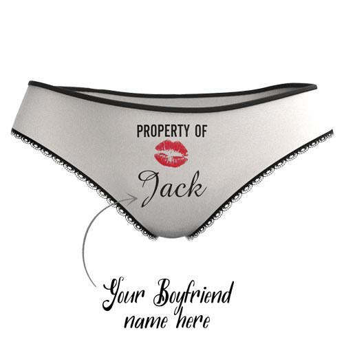  Culotte Personnalisé Prénom  "Property of "Baiser Rouge Caleçon Coloré   pour  Femme  - MadeMine