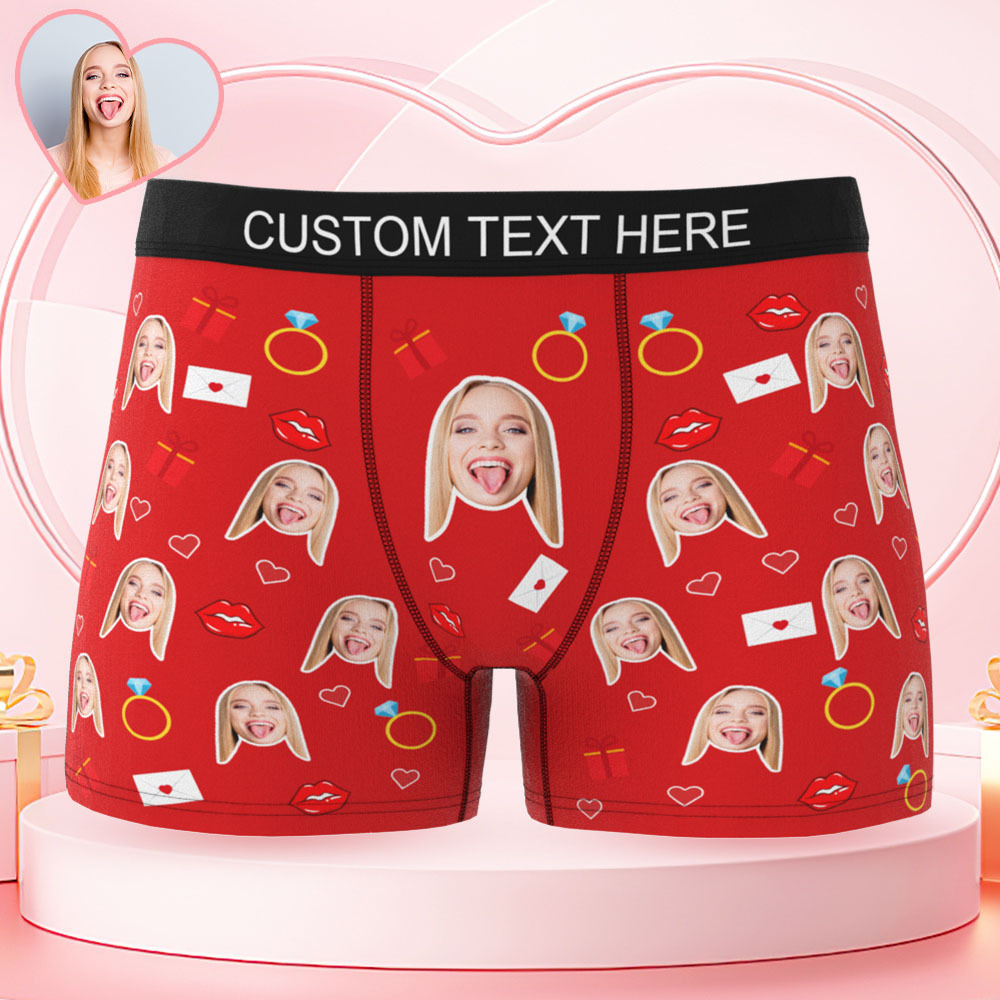 Boxer Personnalisé Avec Inscription Au Niveau De La Taille, Caleçon Boxer Personnalisé Avec Visage, Cadeau De Saint-valentin Pour Homme - MademineFR