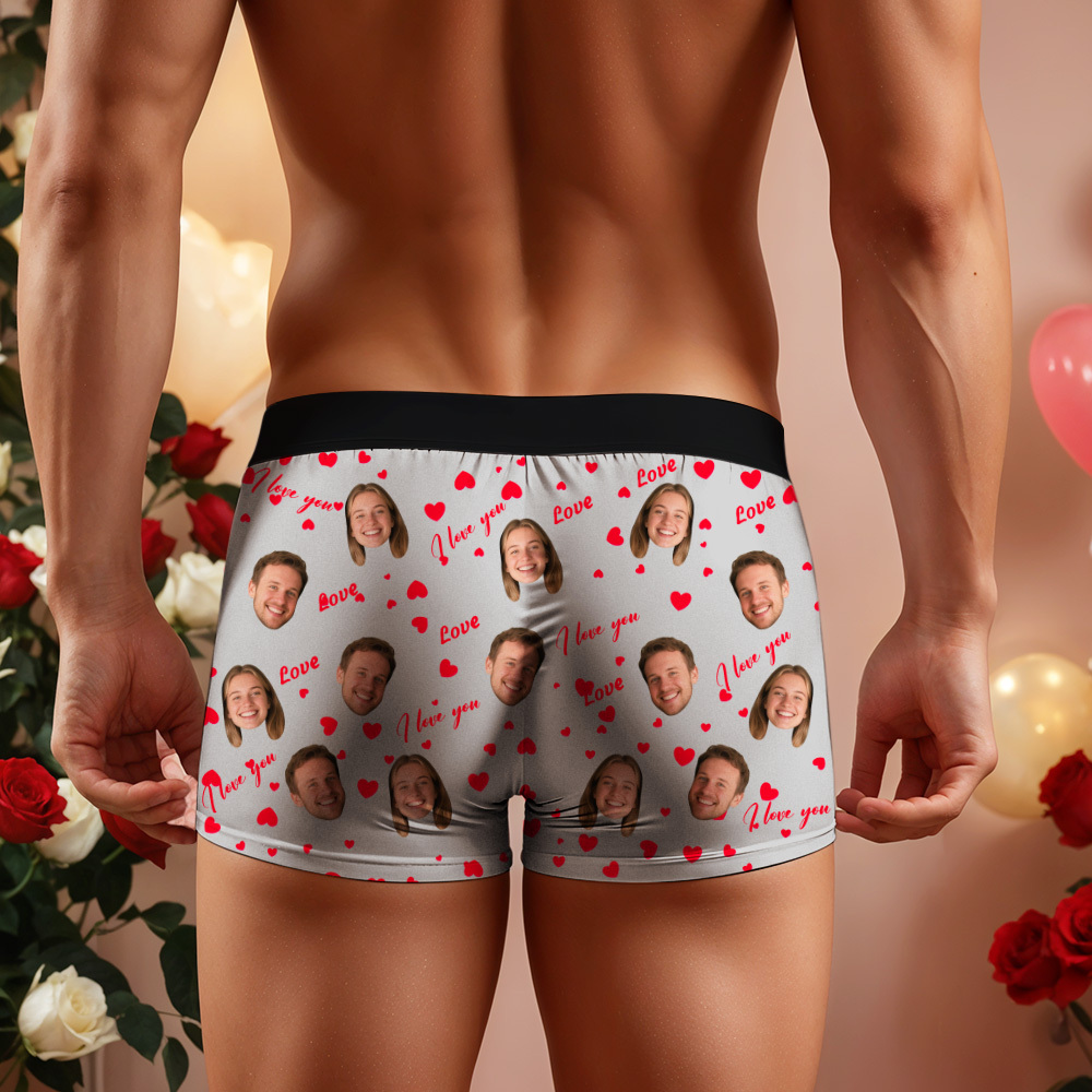 Boxers Personnalisés Pour Homme Avec Visage, Boxers Personnalisés Avec Visage, Bonne Saint-valentin, Cadeau De Saint-valentin Pour Lui - MademineFR