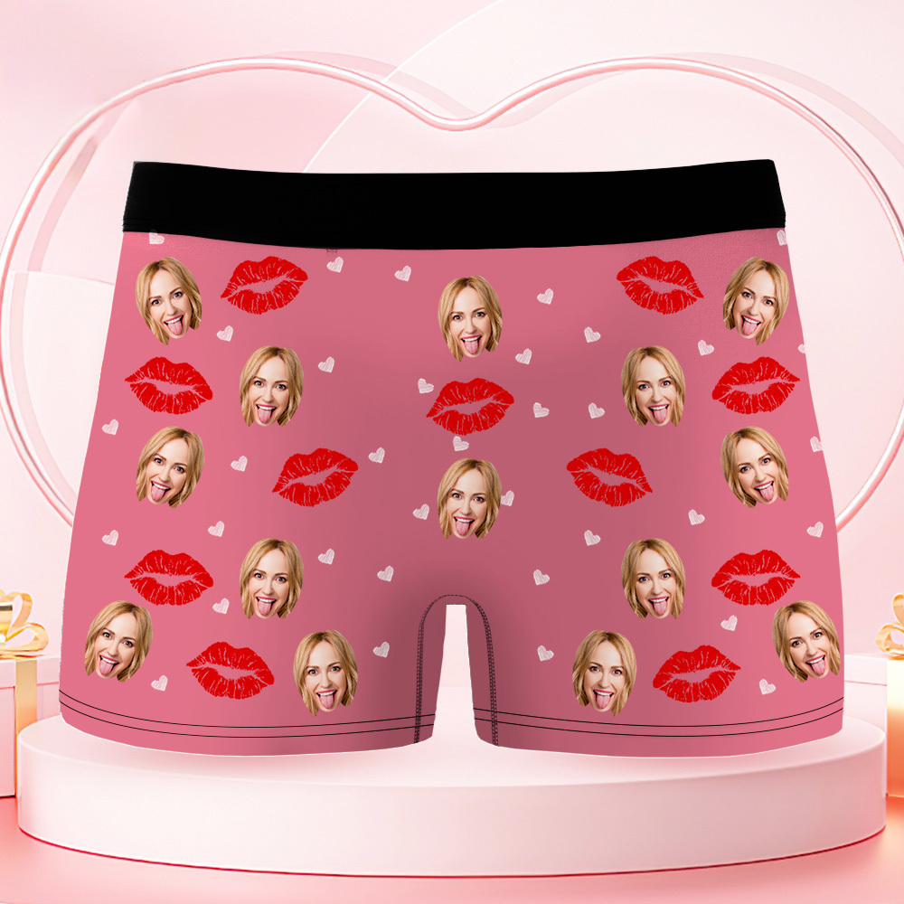 Boxers Personnalisés Avec Photo, Sous-vêtements Photo Personnalisés, Boxers Pour Homme Avec Motif Cœur, Cadeau D'anniversaire Pour Lui, Cadeau De Saint-valentin - MademineFR