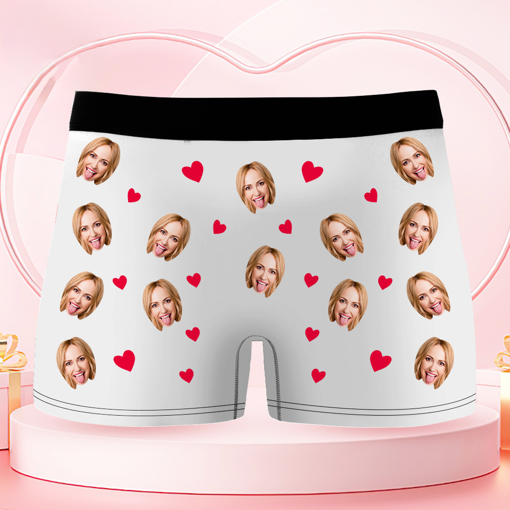 Boxers Personnalisés Pour Hommes Avec Photo, Visage De Femme Soufflant Un Pissenlit, Caleçon Humoristique Pour Hommes, Cadeau De Saint-valentin Pour Mari Ou Petit Ami - MademineFR
