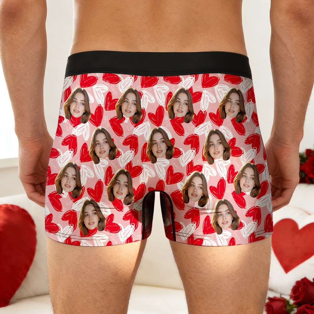 Boxer Personnalisé Pour La Saint-valentin, Sous-vêtements Homme Personnalisés, Cadeau De Couple Personnalisé, Boxer Mari Personnalisé Avec Visage - MademineFR