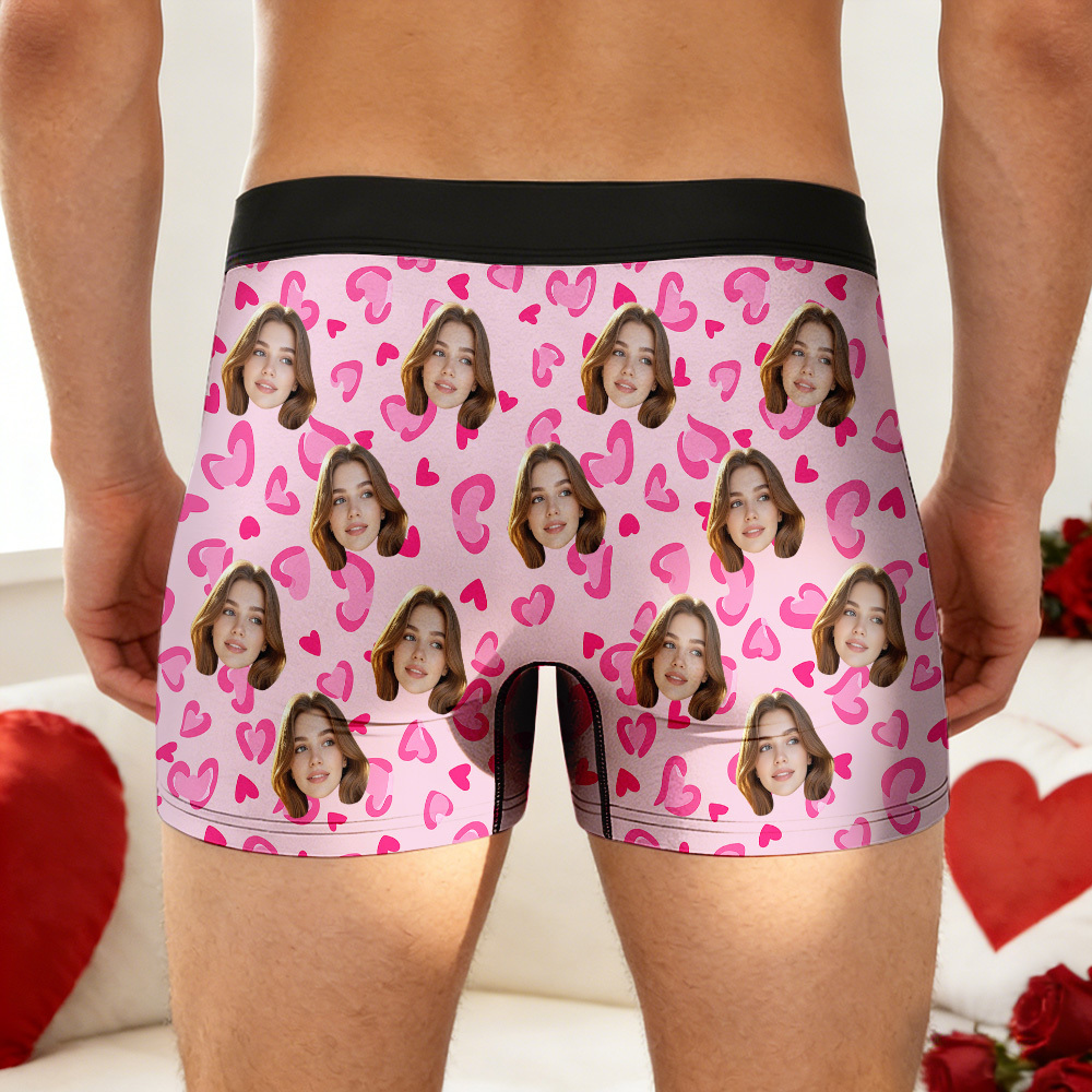 Boxer Personnalisé Pour La Saint-valentin, Sous-vêtements Homme Personnalisés, Cadeau De Couple Personnalisé, Boxer Mari Personnalisé Avec Visage - MademineFR