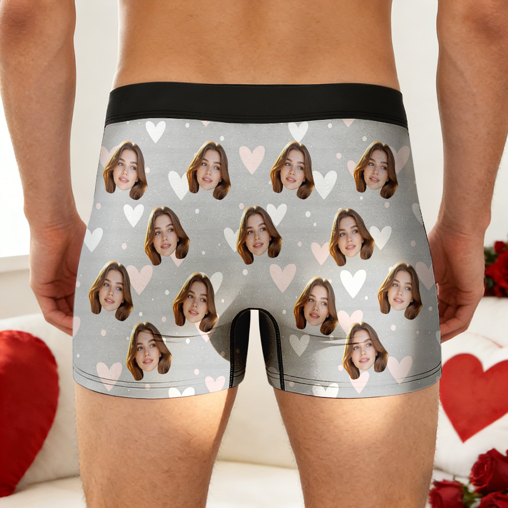 Boxer Personnalisé Pour La Saint-valentin, Sous-vêtements Homme Personnalisés, Cadeau De Couple Personnalisé, Boxer Mari Personnalisé Avec Visage - MademineFR